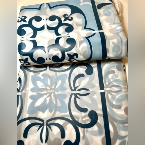 Mosaic Tiles Peva Shower Curtain Shades of Blue - Picture 7 of 9